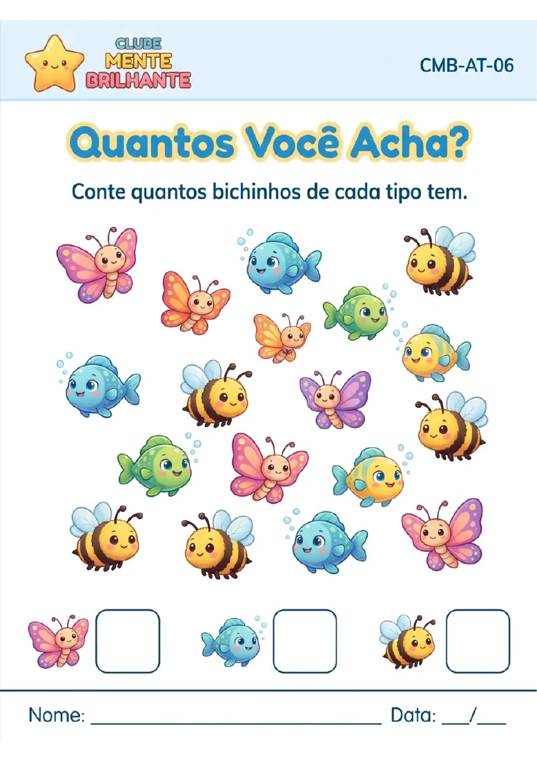 Atividade Quantos Você Acha, com desenhos coloridos para contar