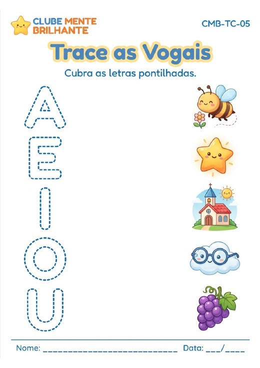 Prévia da atividade Trace as Vogais